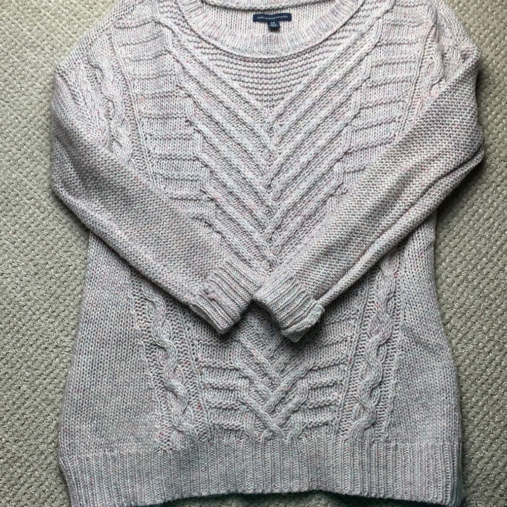 NWOT AEO cable knit multicolored yarn sweater